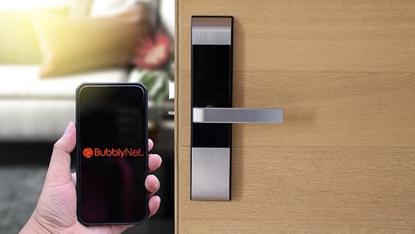 bubblynet-app-next-to-smart-door-lock